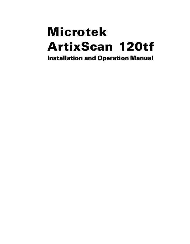 Mode d'emploi MICROTEK ARTIXSCAN 120TF