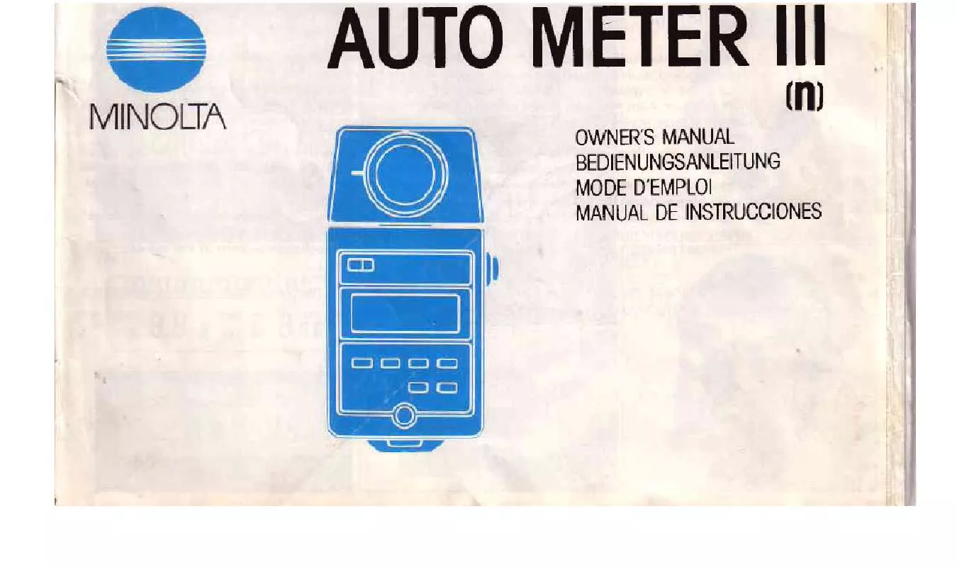 Mode d'emploi MINOLTA AUTOMETER III