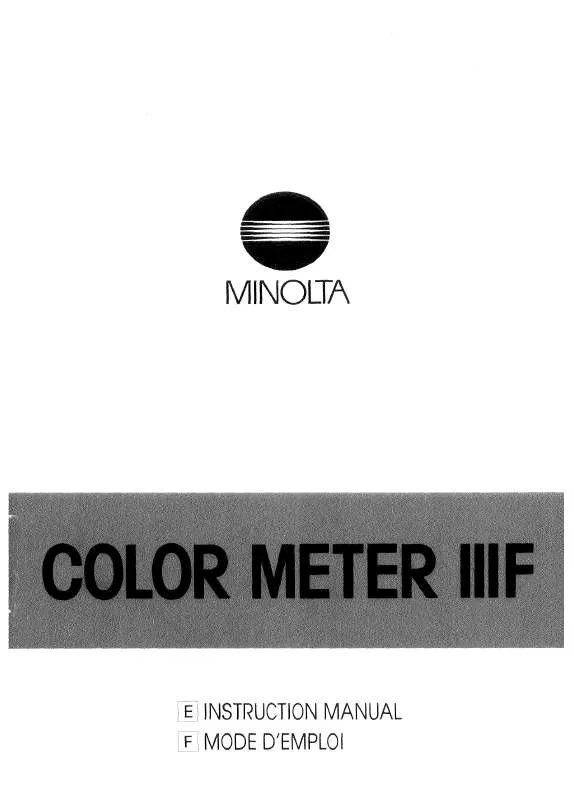 Mode d'emploi MINOLTA COLOR METER IIIF