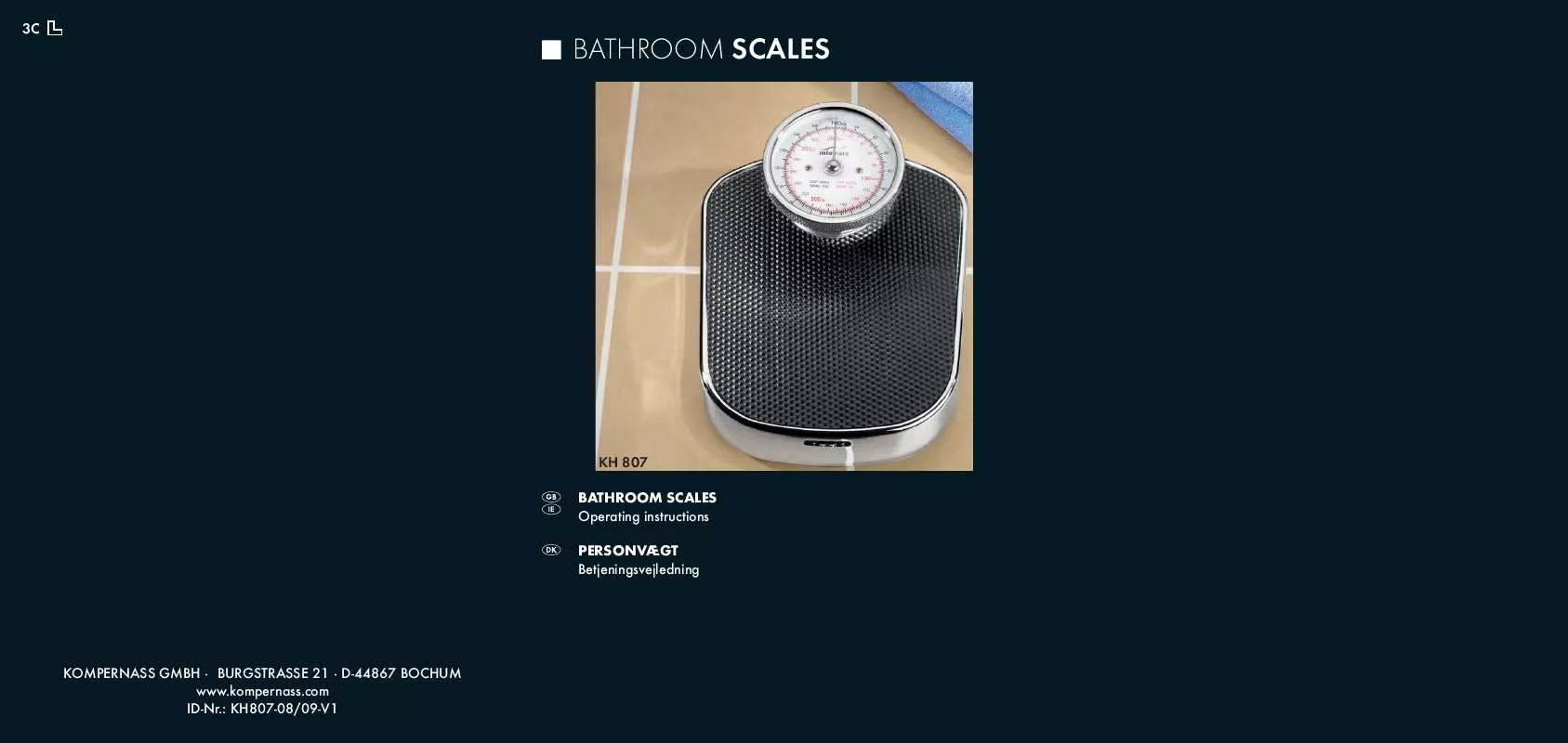 Mode d'emploi MIOMARE KH 807 BATHROOM SCALES