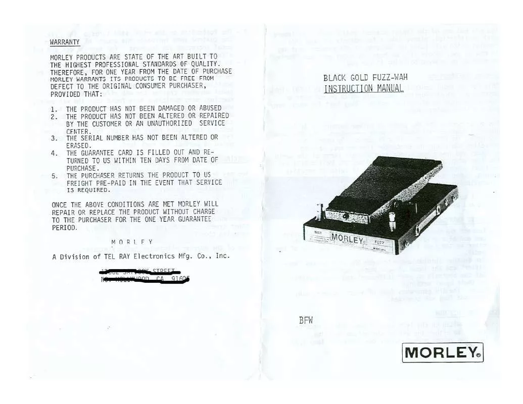 Mode d'emploi MORLEY PEDALS BFW1