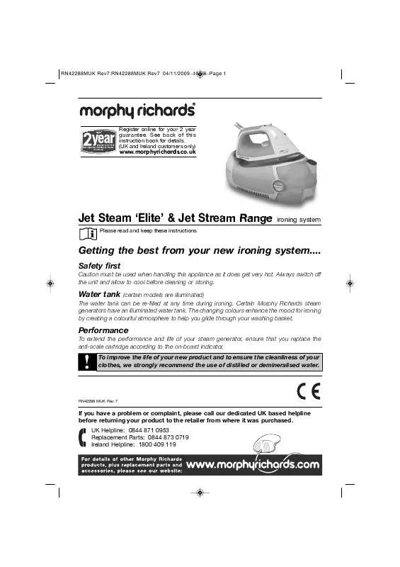 Mode d'emploi MORPHY RICHARDS 42302 STEAM GENERATOR