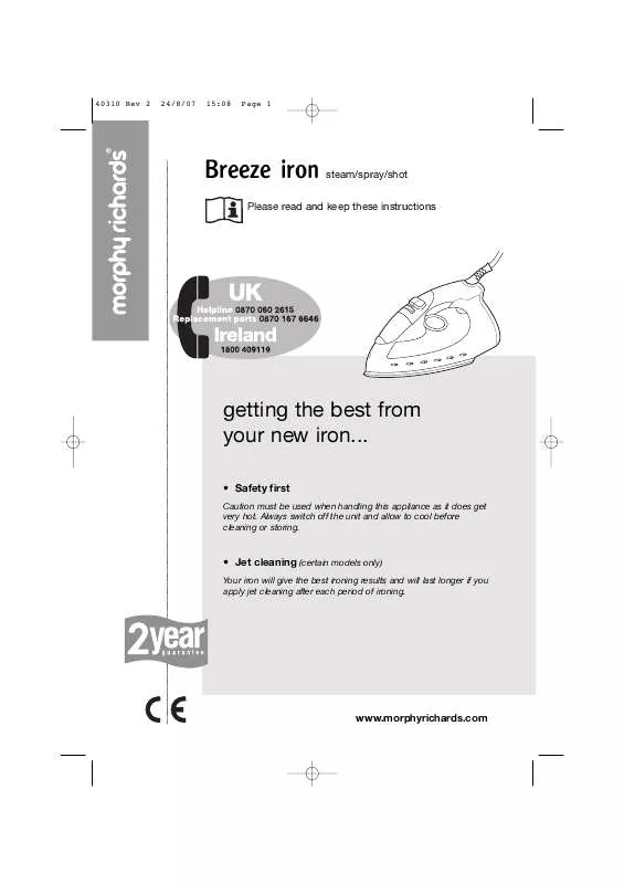 Mode d'emploi MORPHY RICHARDS BREEZE IRON 40310