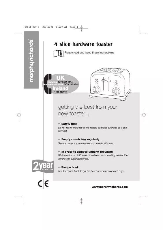 Mode d'emploi MORPHY RICHARDS IB44061