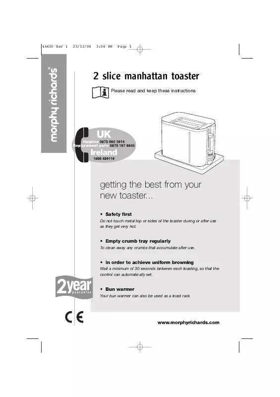 Mode d'emploi MORPHY RICHARDS IB44420