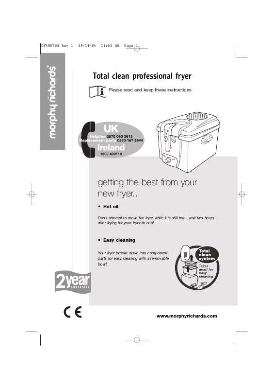 Mode d'emploi MORPHY RICHARDS IB45070