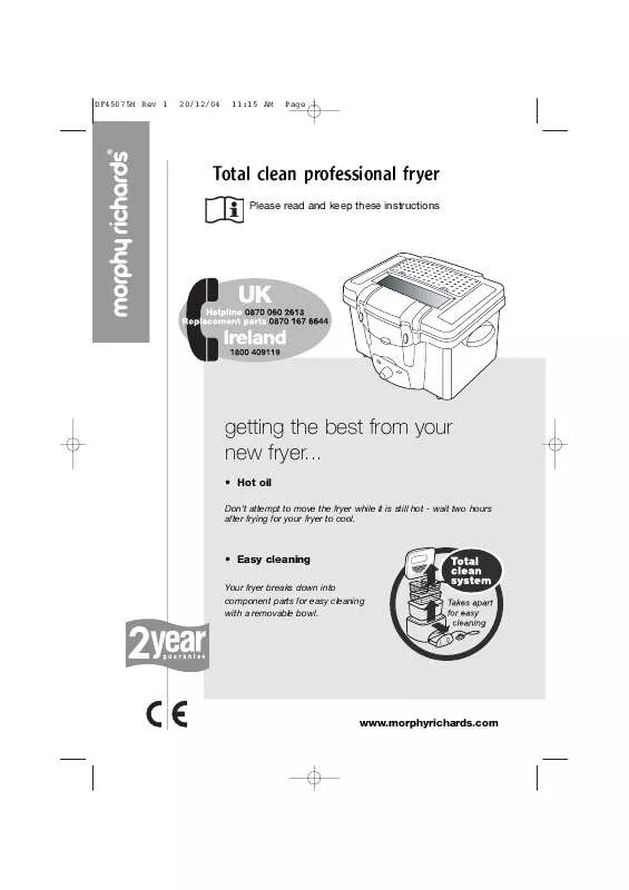 Mode d'emploi MORPHY RICHARDS IB45075