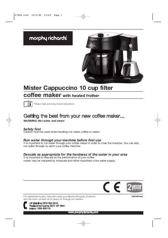 Mode d'emploi MORPHY RICHARDS IB47008