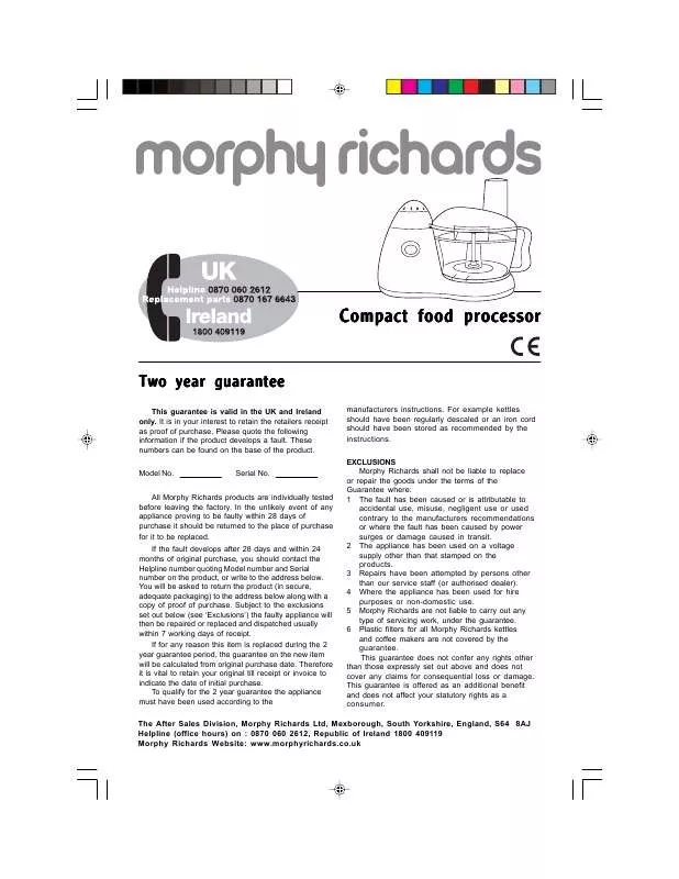 Mode d'emploi MORPHY RICHARDS IB48430