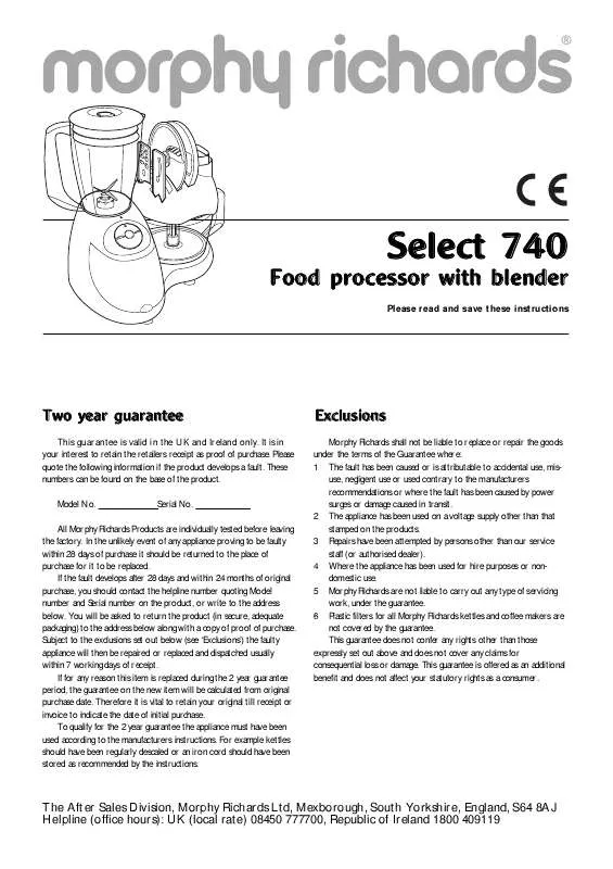 Mode d'emploi MORPHY RICHARDS IB48440