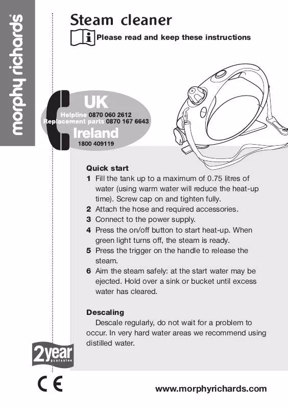 Mode d'emploi MORPHY RICHARDS IB70445