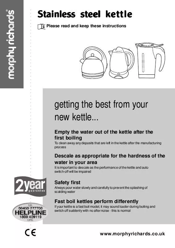 Mode d'emploi MORPHY RICHARDS IB KETTLE