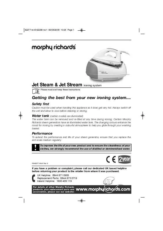 Mode d'emploi MORPHY RICHARDS JET STEAM