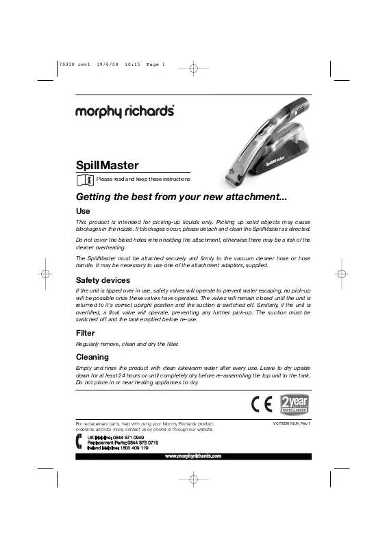 Mode d'emploi MORPHY RICHARDS SPILLMASTER 70330