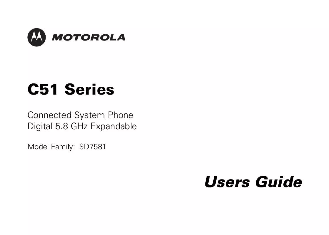 Mode d'emploi MOTOROLA C51 COMMUNICATION SYSTEM-SD7581