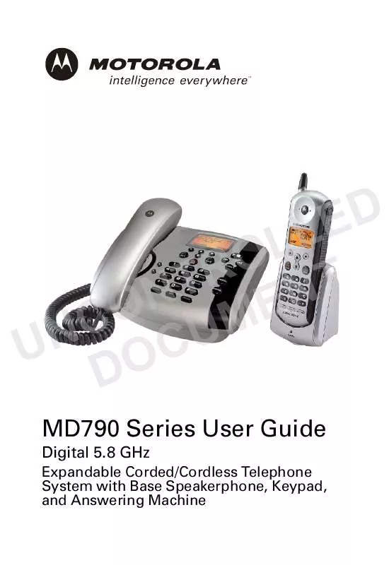 Mode d'emploi MOTOROLA DIGITAL CORDED-CORDLESS PHONE SYSTEM-MD791