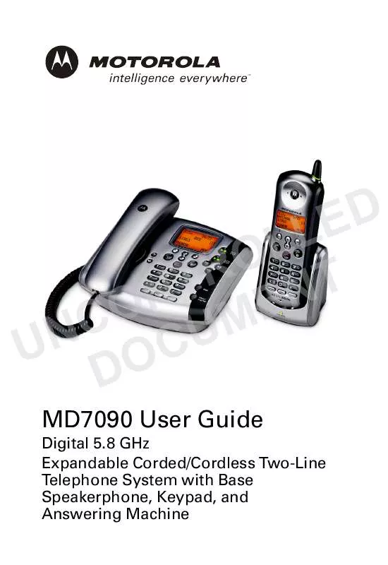 Mode d'emploi MOTOROLA DIGITAL CORDLESS PHONE-MD7091
