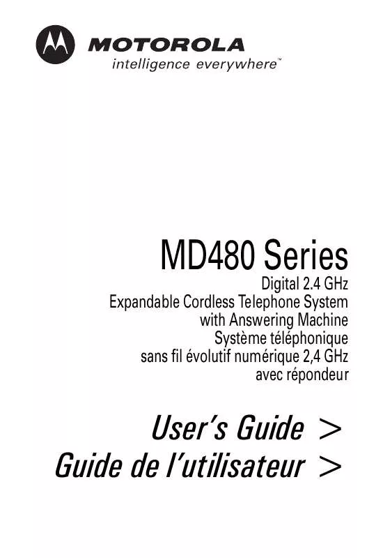 Mode d'emploi MOTOROLA DIGITAL CORDLESS PHONE AND ANSWERING SYSTEM-MD481