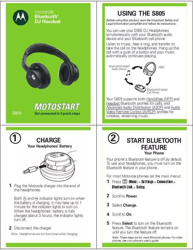 Mode d'emploi MOTOROLA DJ HEADPHONES S805