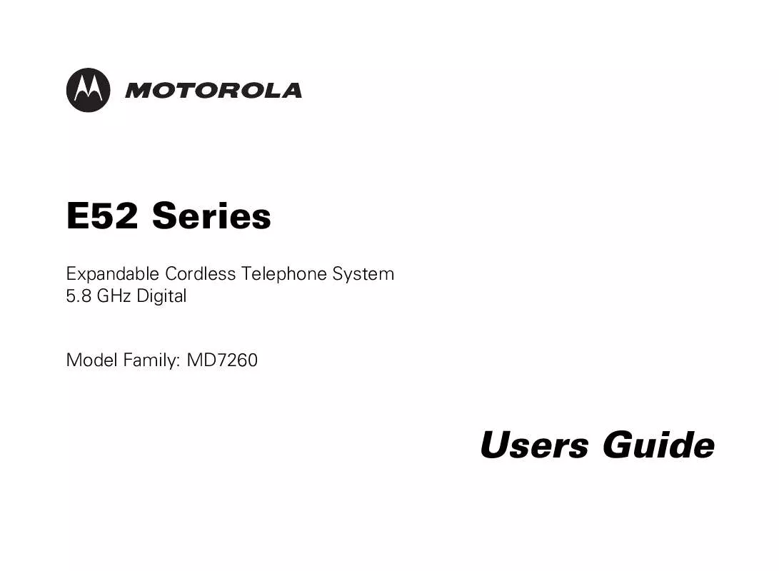 Mode d'emploi MOTOROLA E52 DIGITAL CORDLESS PHONE-MD7261