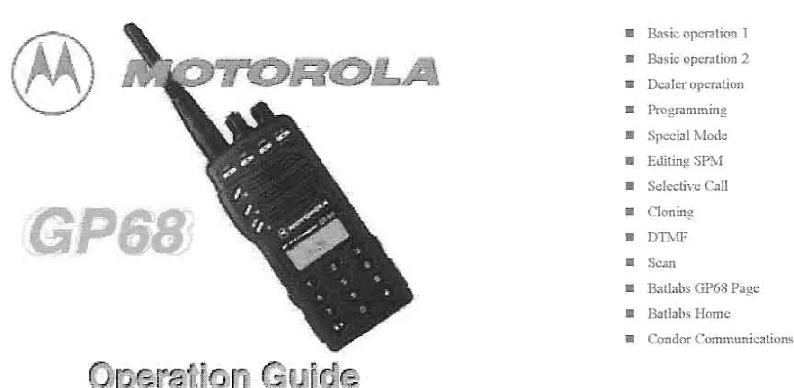 Mode d'emploi MOTOROLA GP68 RADIO TRANSMITTER