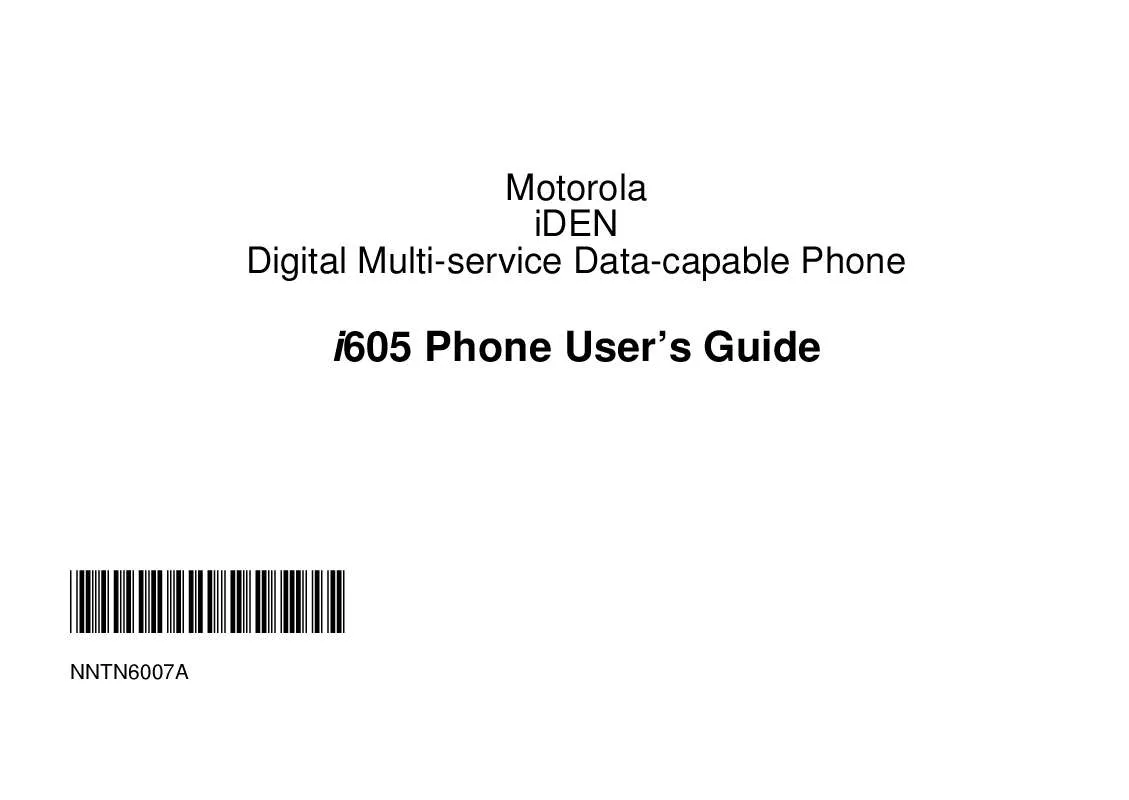 Mode d'emploi MOTOROLA I605