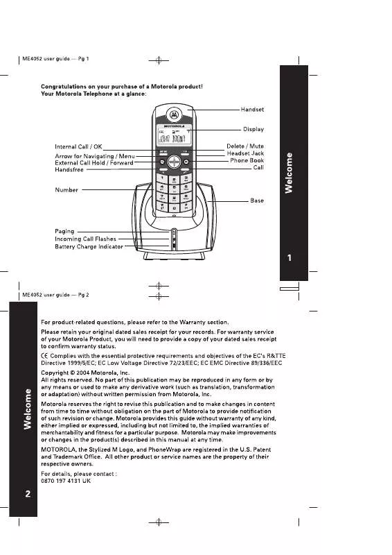 Mode d'emploi MOTOROLA ME 4052