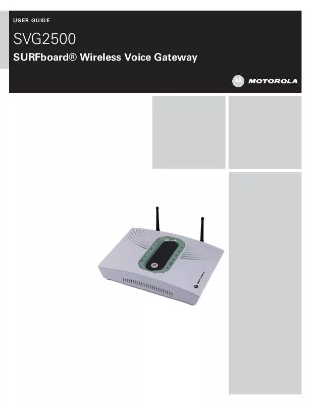 Mode d'emploi MOTOROLA SVG2500 SURFBOARD DIGITAL VOICE WIRELESS GATEWAY