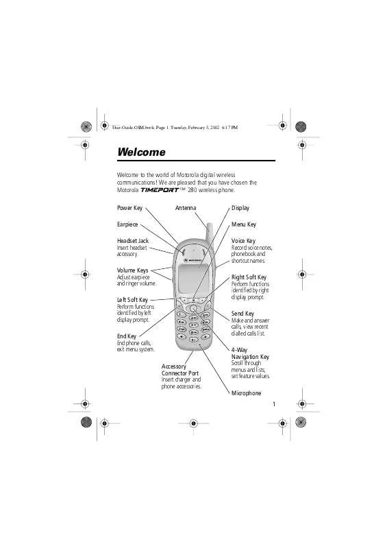 Mode d'emploi MOTOROLA TIMEPORT 280