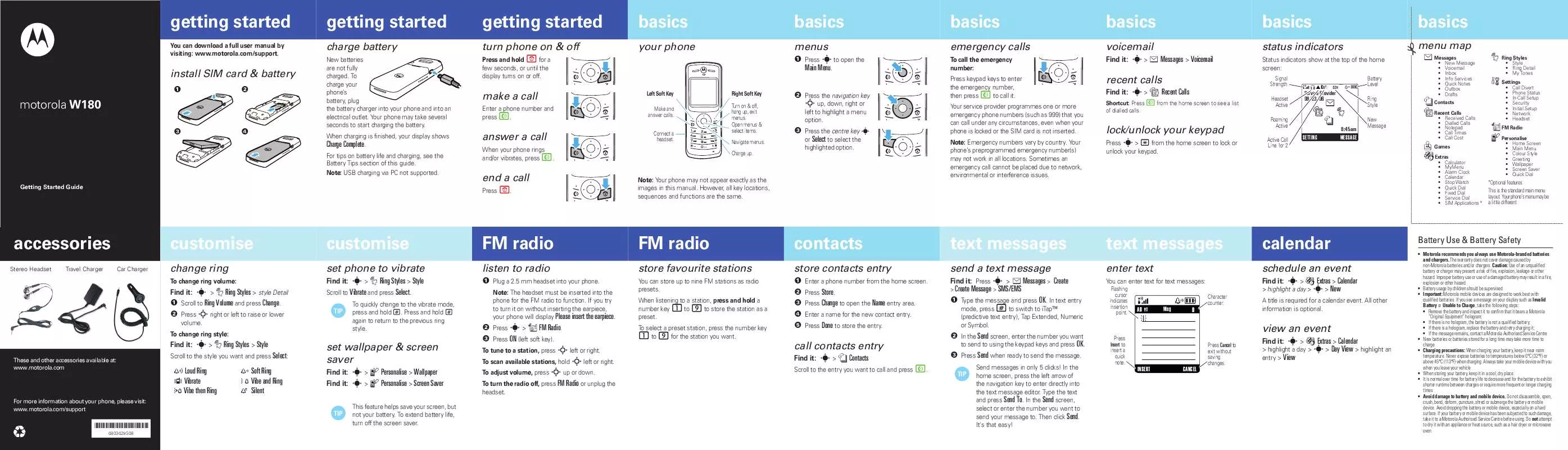 Mode d'emploi MOTOROLA W180