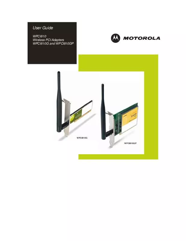 Mode d'emploi MOTOROLA WIRELESS PCI ADAPTER WPCI810GP