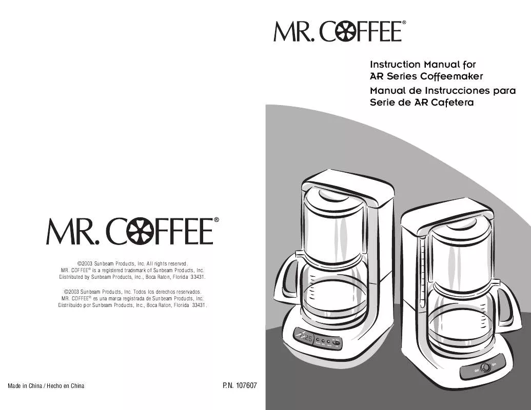 Mode d'emploi MR COFFEE AR10