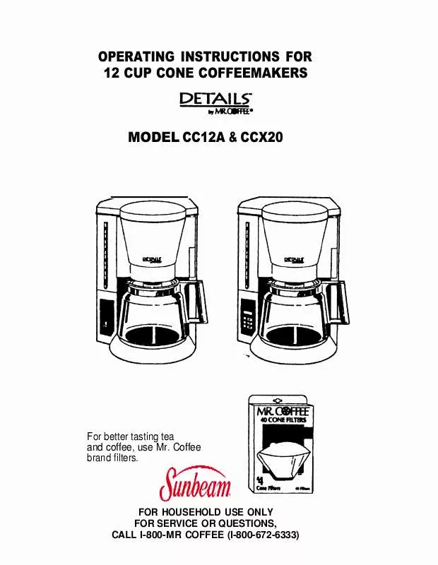 Mode d'emploi MR COFFEE CC12A