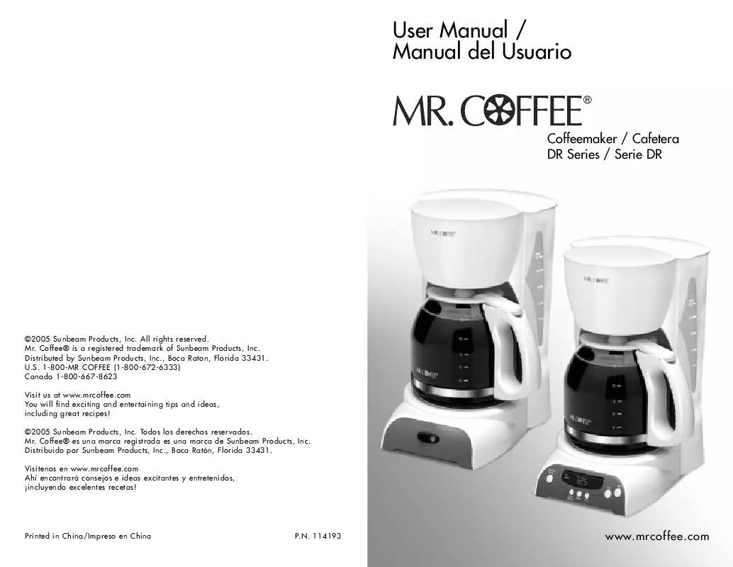 Mode d'emploi MR COFFEE DRTX84