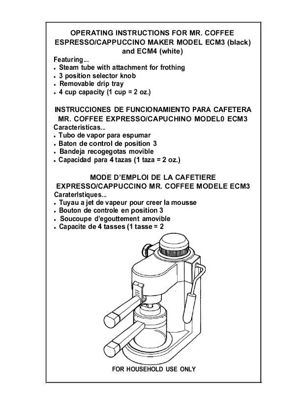 Mode d'emploi MR COFFEE ECM3