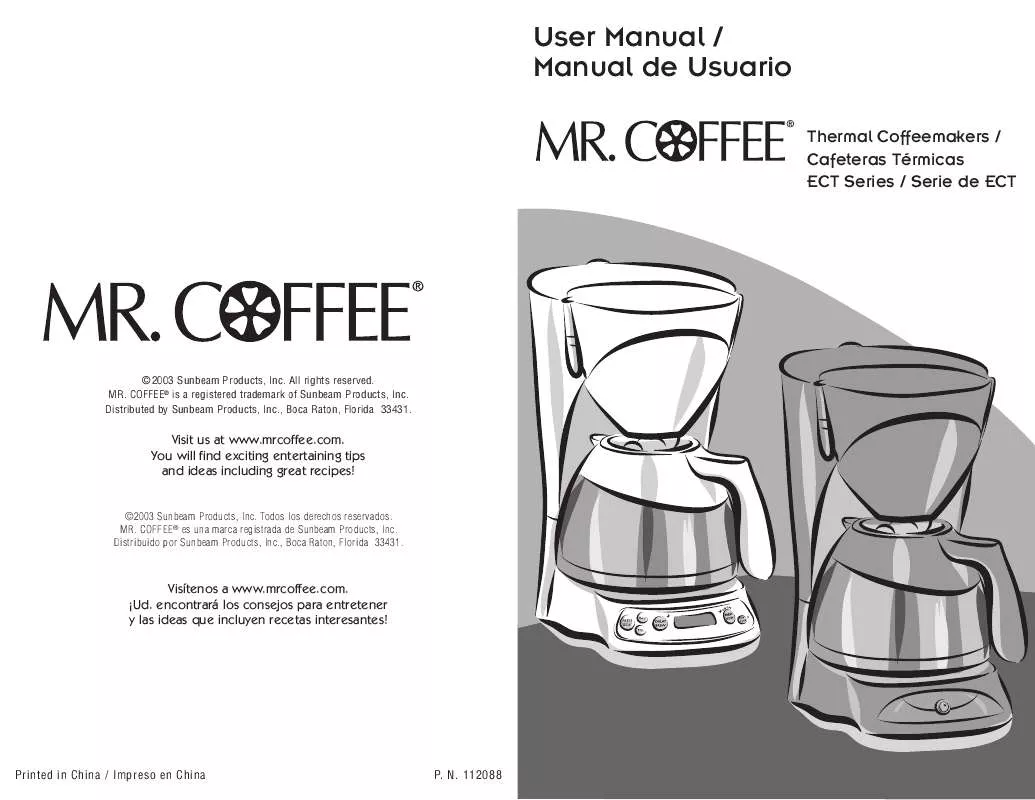 Mode d'emploi MR COFFEE ECTX85