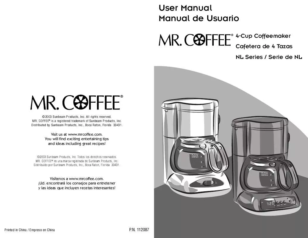 Mode d'emploi MR COFFEE NLX5