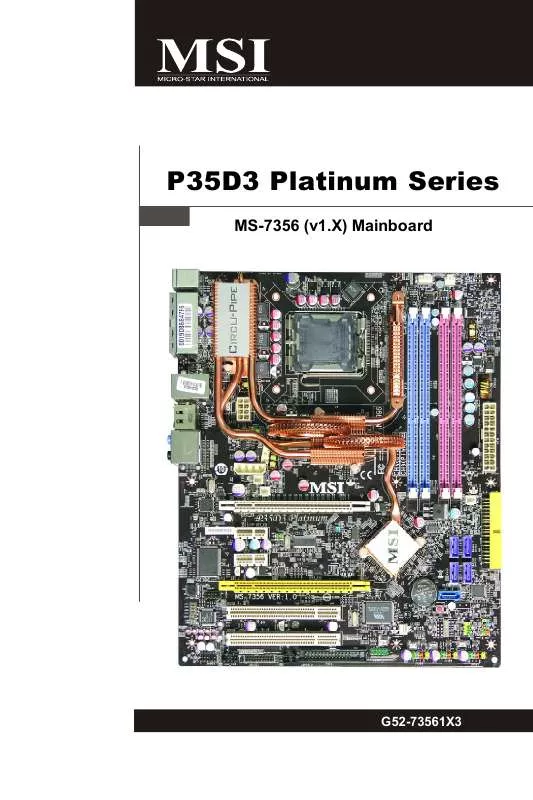 Mode d'emploi MSI P35D3 PLATINUM