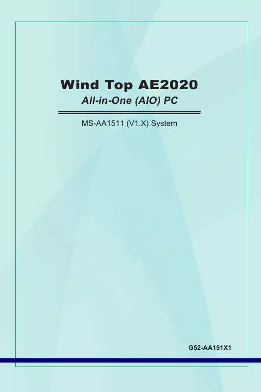 Mode d'emploi MSI WIND TOP AE2020