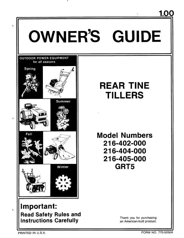 Mode d'emploi MTD 216-405-000