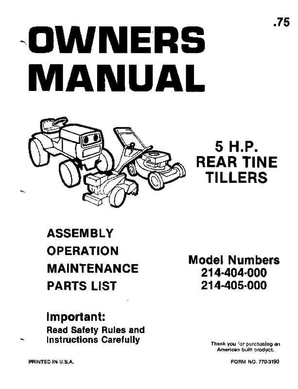 Mode d'emploi MTD 214-404-000