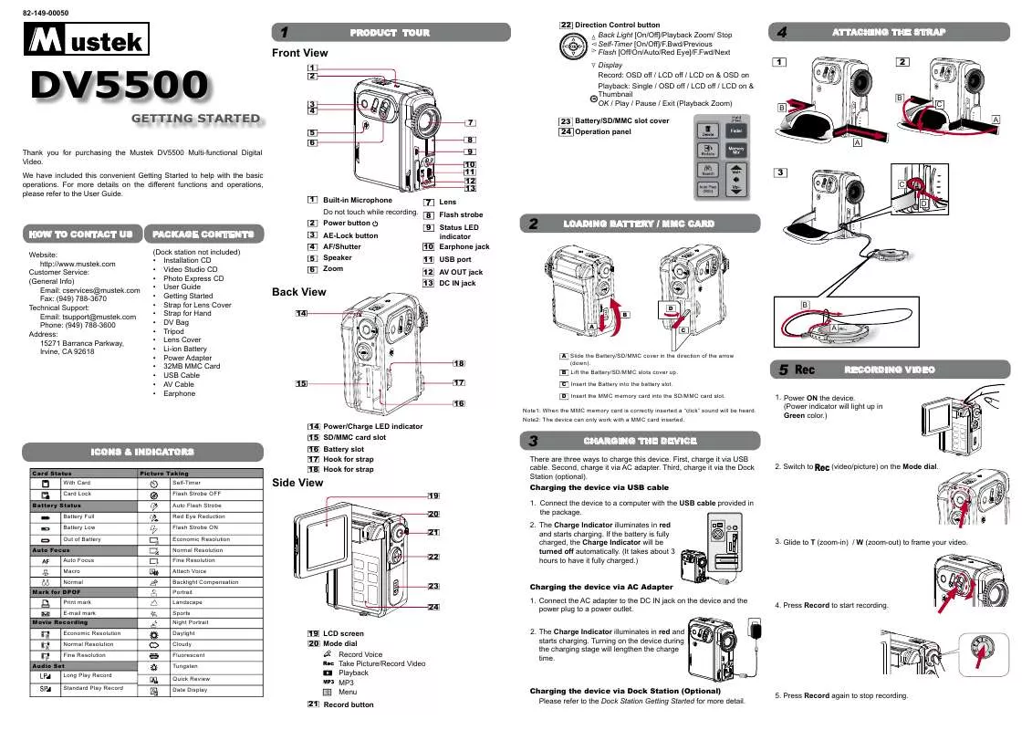 Mode d'emploi MUSTEK DV5500-QUICK-START