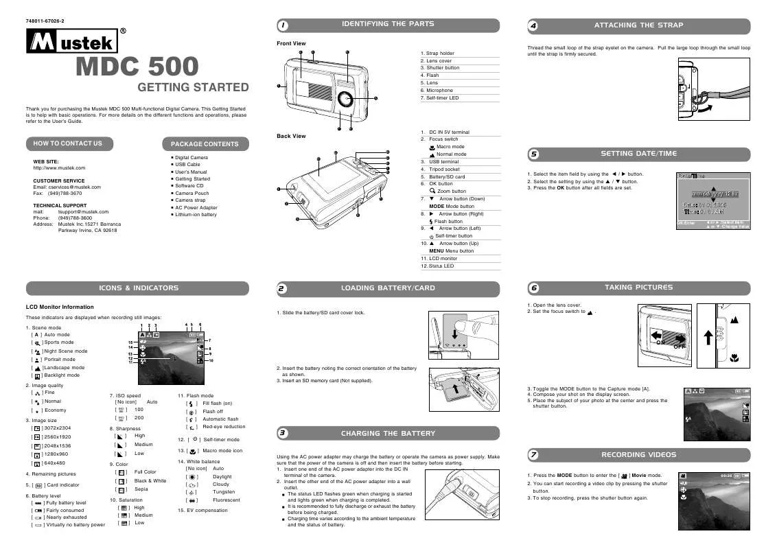 Mode d'emploi MUSTEK MDC 500