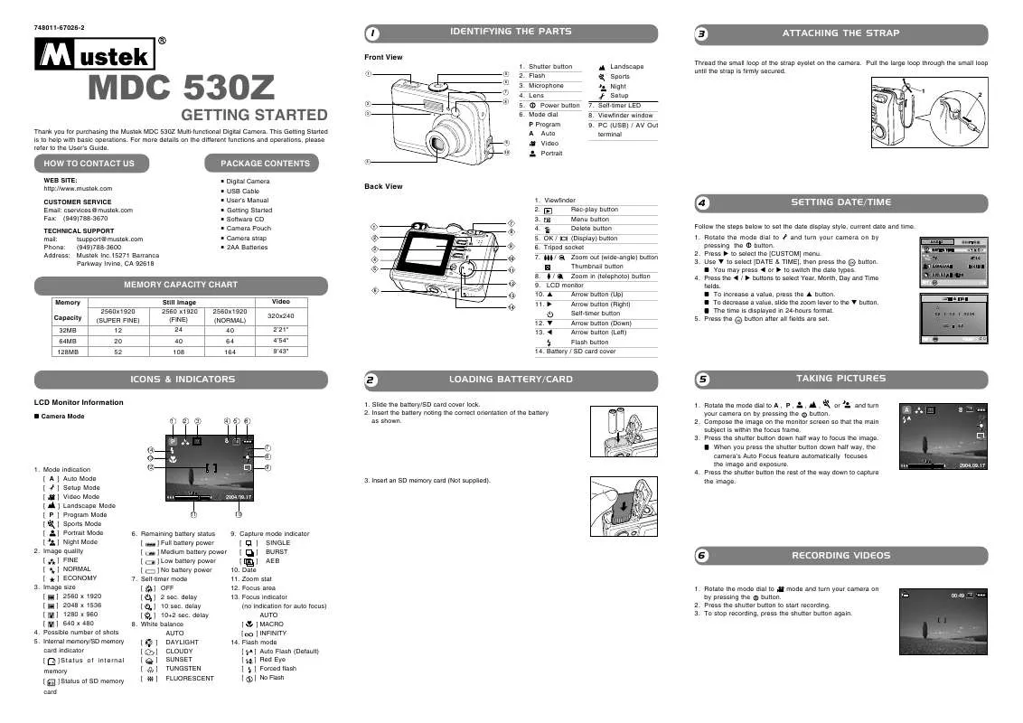 Mode d'emploi MUSTEK MDC530Z