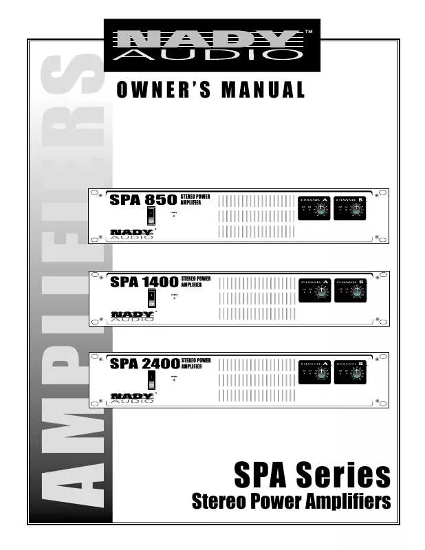 Mode d'emploi NADY SPA 1400