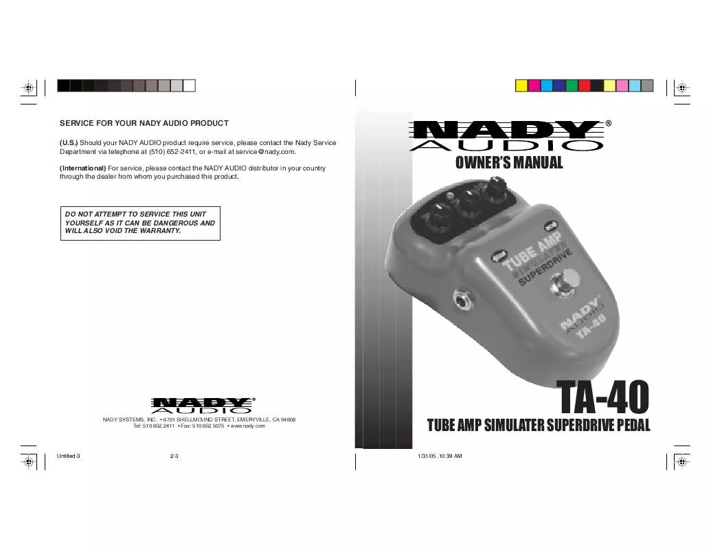 Mode d'emploi NADY TA-40