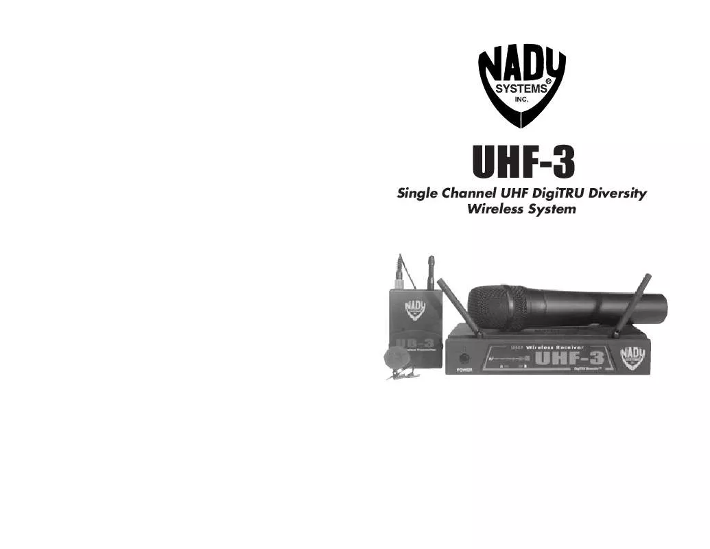 Mode d'emploi NADY UHF-3