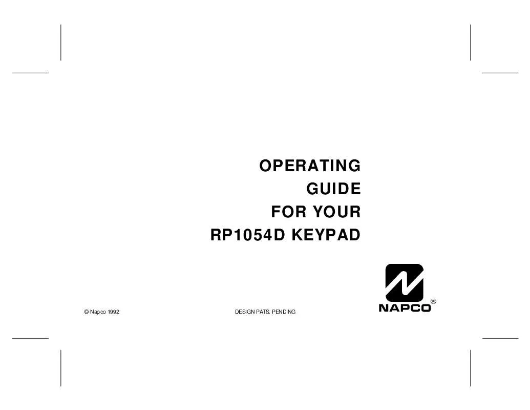 Mode d'emploi NAPCO RP1054D KEYPAD