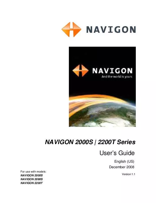 Mode d'emploi NAVIGON 2200T