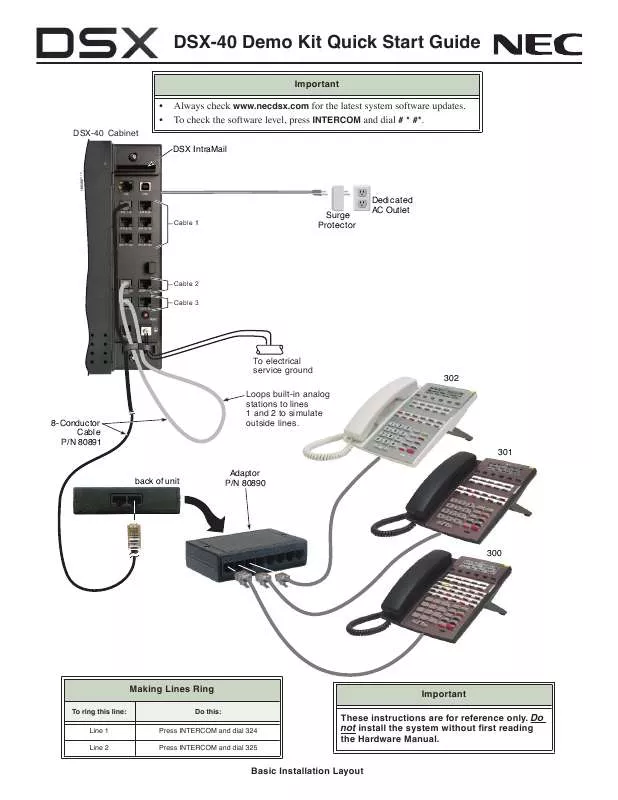 Mode d'emploi NEC DSX-40 DEMO KIT